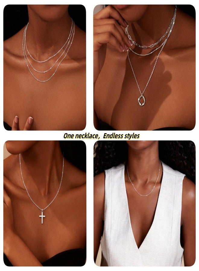Carffordo 925 Sterling Silver Necklace Silver Chain Necklace for Women O-Chain 16 Inches Simple Dainty Necklace for Women Waterproof Trendy Jewelry Gift - Image 4